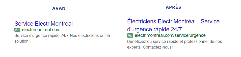 Exemple Expanded Text Ads google adwords