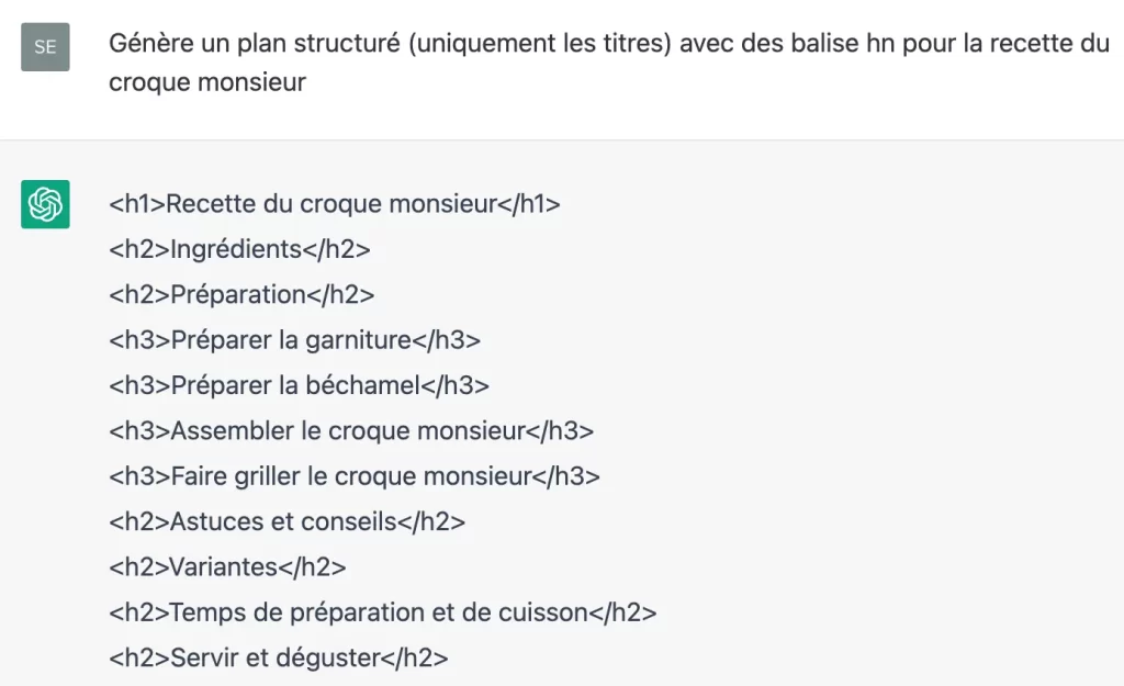 Génération de plan par l'intelligence artificielle ChatGPT