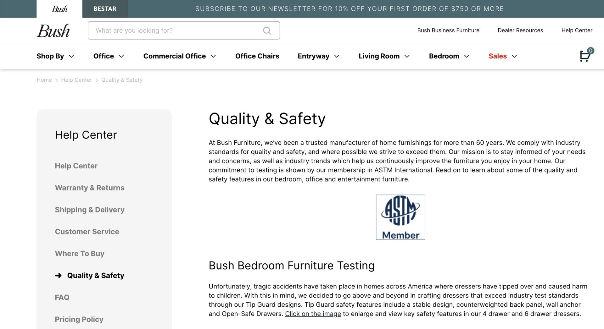 Page de FAQ Bestar - Qualité & Sécurité